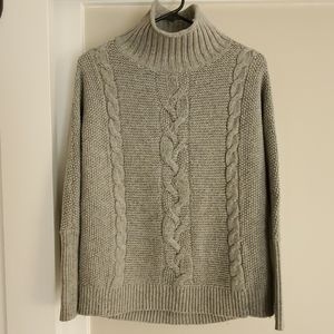 THE GAP Mock Neck Gray Cable-Knit  Sweater